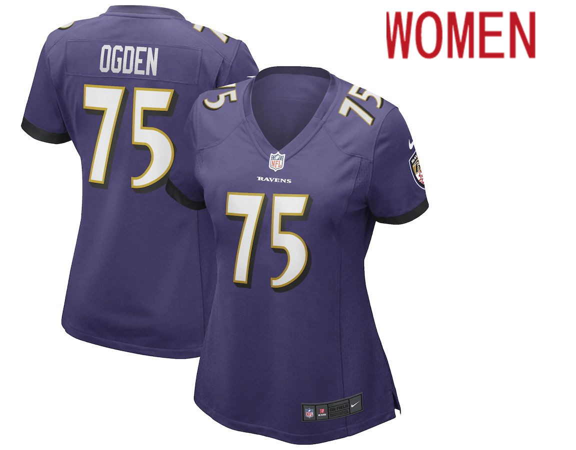 Women Baltimore Ravens 75 Jonathan Ogden Nike Purple Game Retired Player NFL Jersey